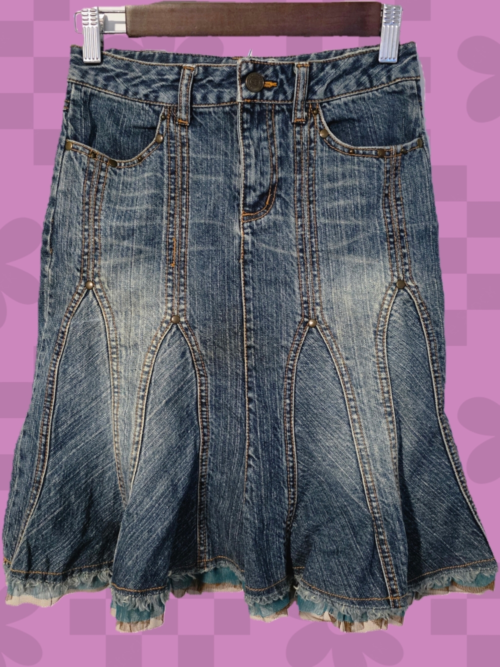 Y2K Mary-Kate and Ashley Paneled Denim Skirt 🦋